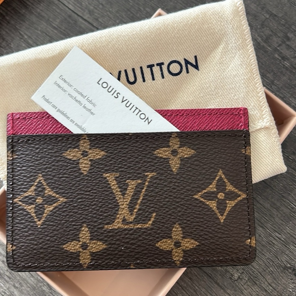 Louis Vuitton Monogram Card Sleeve with Pink Accent